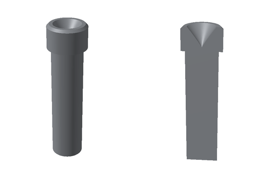 3D-printable fuel tank rivet cap seal tool for ProSeal on Van's RV AN426AD3 rivets, with cutaway of the cone-shaped cup