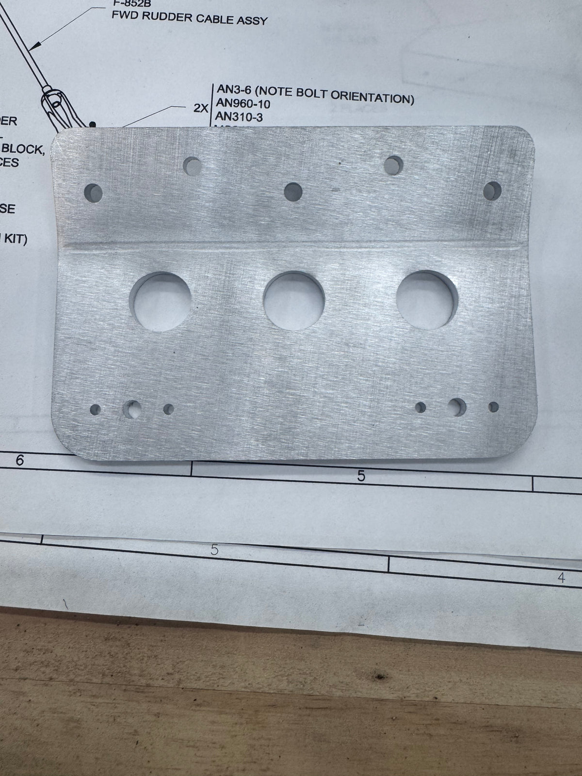 RV-8 rudder pedal extension, view 2